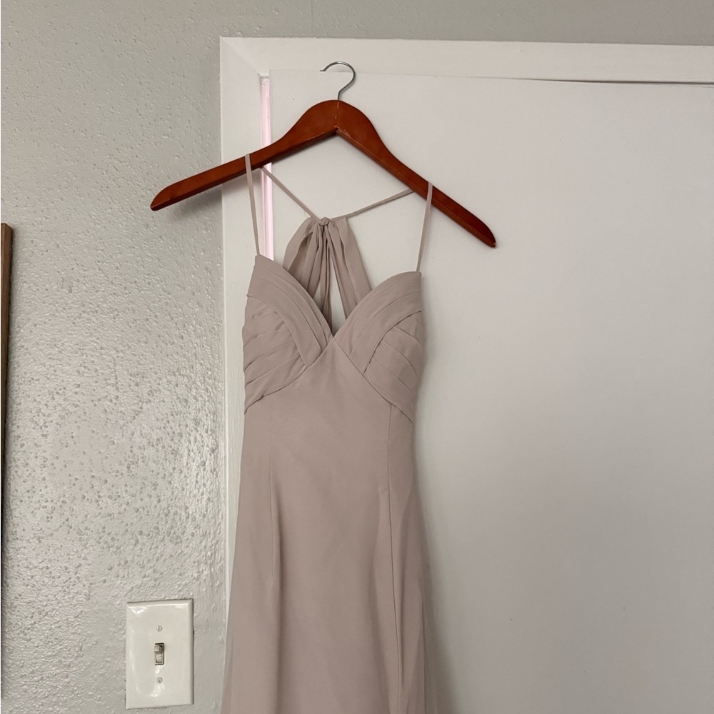 Azazie Frost Bridesmaids Dress with slit in Taupe Size 0